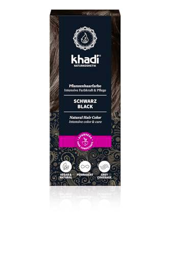 khadi BLACK tinte vegetal, Expresivo, de negro cálido a negro cuervo intenso