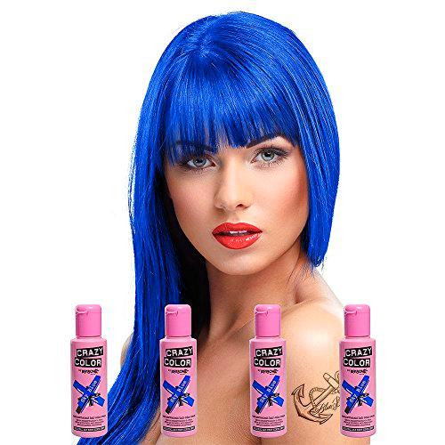 Crazy Colour Semi Permanent Hair Dye By Renbow Sky Blue No.59 (100ml) Box of 4