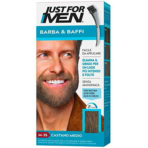 Just for Men - Bigote y barba M35 - Coloración para barba castaño medio 28 g