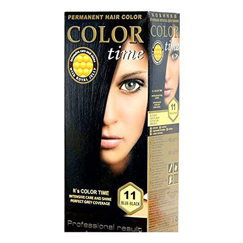 Color time, tinte permanente para el cabello de color azul negro 11