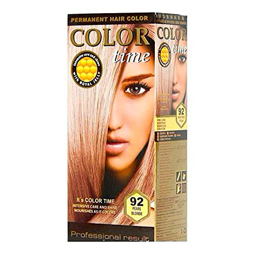 Color time, tinte permanente para el cabello de color rubio perla 92
