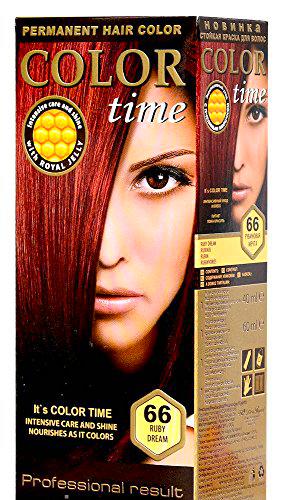 Color time, tinte permanente para el cabello de color sueño rubí 66