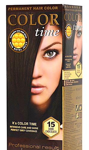 Color time, tinte permanente para el cabello de color chocolate negro 15