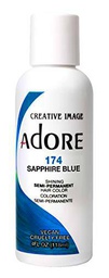 Adore Shining Semi Permanent Hair Color, 118ml (Saphire Blue (174))