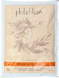 PHITOFILOS - Henna Rojo Egypte N.2 - Coloracion Vegetal Roja Tono cobre natural para cabellos castaños Vegan OK
