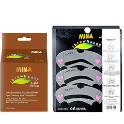 MINA ibrow Henna Semi Permanent Tint Kit Regular Pack with Stencil For Professional Tinting &amp; Coloring