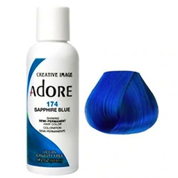 Adore Color de pelo brillante semi permanente azul zafiro (174), 118ml