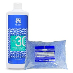 Valquer Profesional Pack Oxigenada premium para tintes ultra-cremoso 30 Volúmenes (9%) 1000 Ml + Polvo Decolorante 500 Gr