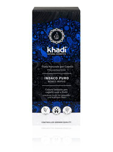 Khadi - Tinte vegetal índigo puro, 100 g, polvo 100 % natural