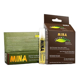 MINA ibrow Henna Semi Permanent Tint Kit Regular Pack with brow Nourishing Oil For Professional Tinting &amp; Coloring