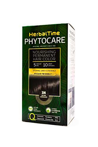 Herbal Time Phytocare Tinte Permanente para el Cabello Color Chocolate Negro 3N | Kit Tinte Natural Pelo Profesional | Nutre y Protege Tu Cabello | Sin Amoníaco