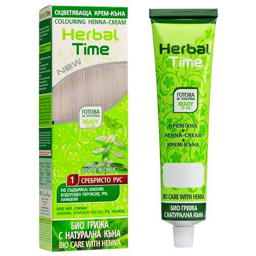 Herbal Time Henna Natural Colorante en Crema | Henna Pelo | Cubre Canas | Crema Tinte Coloración Temporal| Sin Amónico