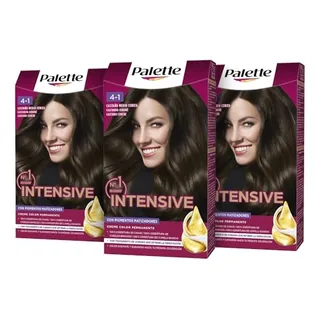 PALETTE Intensive Creme Color Tono 4-61 Castaño Medio Ceniza, Tinte de Pelo Permanente con Aceite de Macadamia y Almendras, Cubre el 100% de las Canas y Raíces, Para un Color Radiante (Pack de 3)