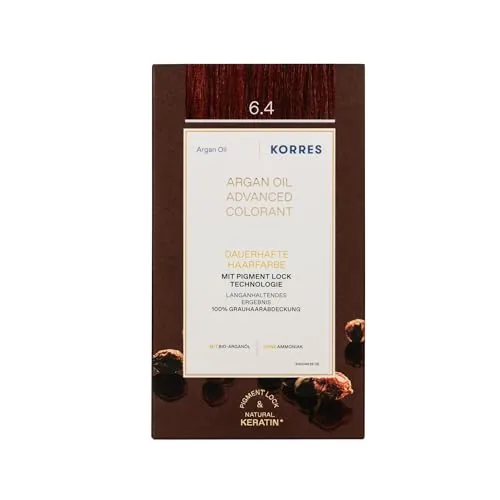 KORRES Argan Oil Colorant - tinte sin amoniaco con aceite de argán orgánico rubio oscuro cobrizo 6.4