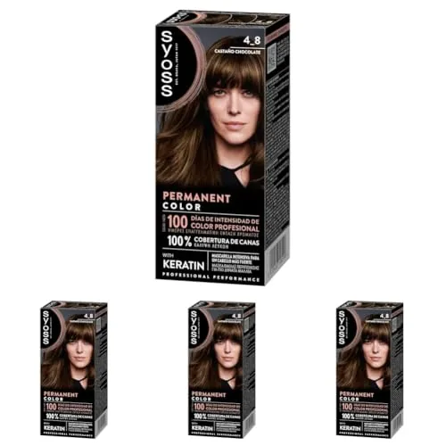 Syoss Permanent Color Tono 4-8 Castaño Chocolate, Tinte para Pelo Mujer