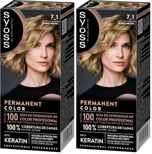 Syoss Permanent Color Tono 7-1 Rubio Medio, Tinte para Pelo Mujer