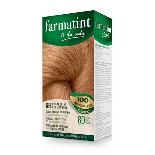 Farmatint Gel 8D Rubio Claro Dorado, Tinte Cabello Sin Amoníaco