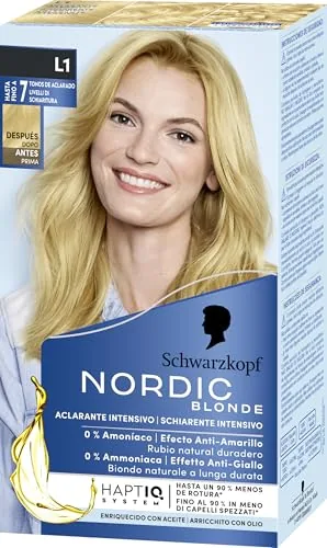 Schwarzkopf - Nordic Blonde L1 Aclarante Intensivo “ Coloración permanente sin amoni­aco “ Aclara hasta 7 tonos
