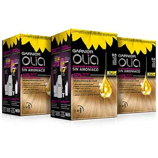 Garnier Olia - Pack de 3 coloración permanente sin amoniaco para un olor agradable con aceites florales de origen natural