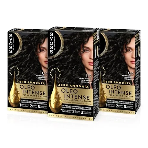 Syoss Oleo Intense - Tinte 1-10 Negro Intenso - Coloración permanente Sin Amoníaco de Syoss