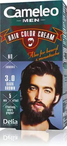 Cameleo Men - Permanent Hair Dye | Dark Brown Color for Hair Beard & Mustache | Natural Color Effect in 5 Minutes | Cover Gray Hair | Ammonia FREE | 30ml