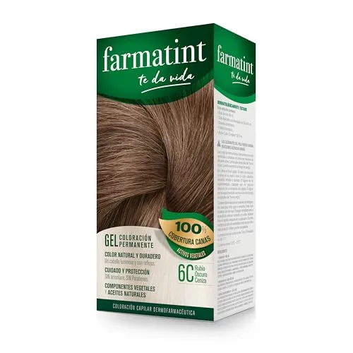 Farmatint Gel 6C Rubio Oscuro Ceniza, Tinte Cabello Sin Amoníaco