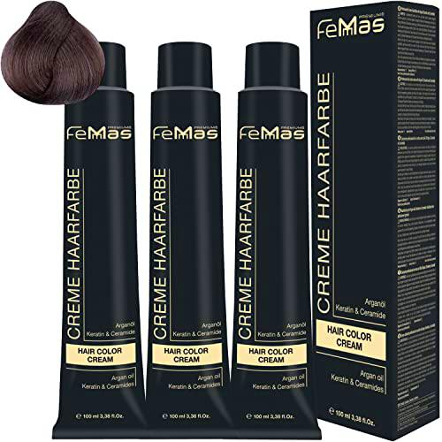 FemMas Tinte de pelo rubio medio ceniza intensivo 7.11 I crema profesional tinte para el cabello en rubio con aceite de argán nutritivo