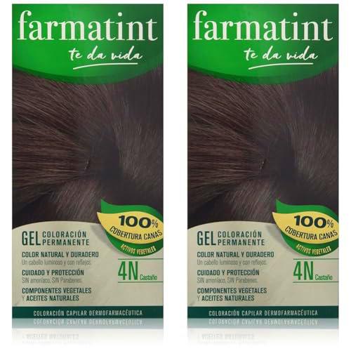 Farmatint Gel de Coloración Permanente 4N Castaño - 135 ml (Paquete de 2)
