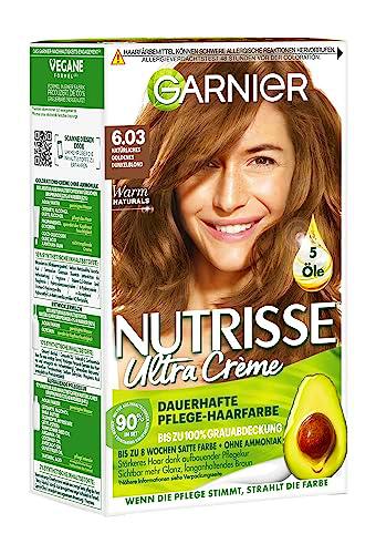 Garnier Nutrisse Ultra Crema de cuidado permanente 6.03 rubio oscuro dorado natural con hasta 100% de cobertura de canas