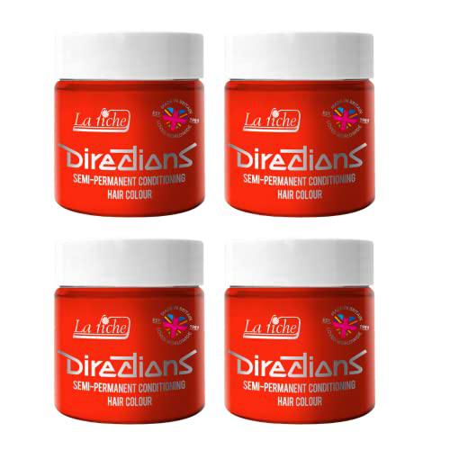 4 x La Riche Directions Semi-Permanent Hair Color Bote de 100 ml (Tangerine)