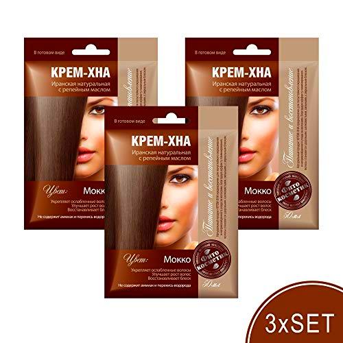 Juego de 3 cremas de henna con aceite de velcro, color iraní para el cabello