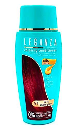 Leganza, 7 aceites naturales, bálsamo para el pelo de color caoba oscuro 61