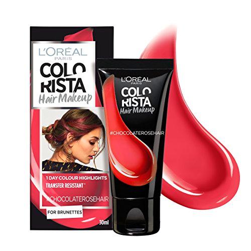 Colorista Hair Makeup Temporal Morena Color de Cabello Morena, Rosa Choc