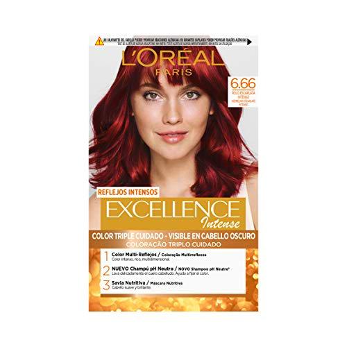 L'Oréal Paris Excellence Intense Coloración, Tono: 6,66 Rojo Escarlata Intenso