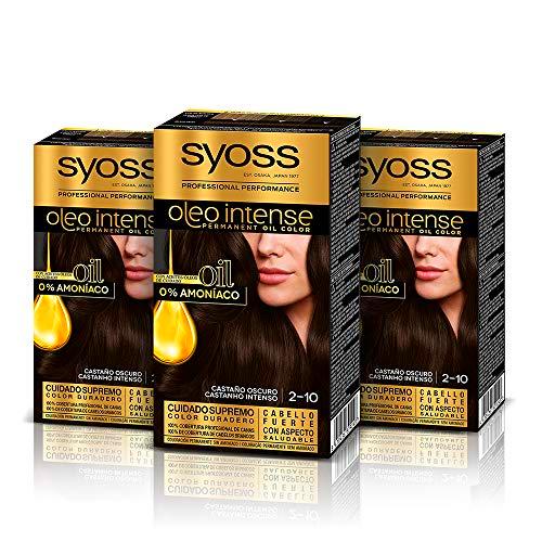 Syoss Oleo Intense - Coloración Permanente Tono 2 - 10 Negro Castaño (Pack De 3) 3 Unidades 50 ml