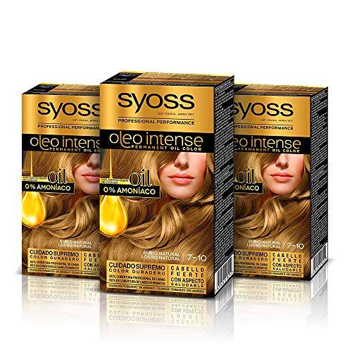 Syoss Oleo Intense - Coloración Permanente Tono 7-10 Rubio Natural (Pack De 3) 50 ml