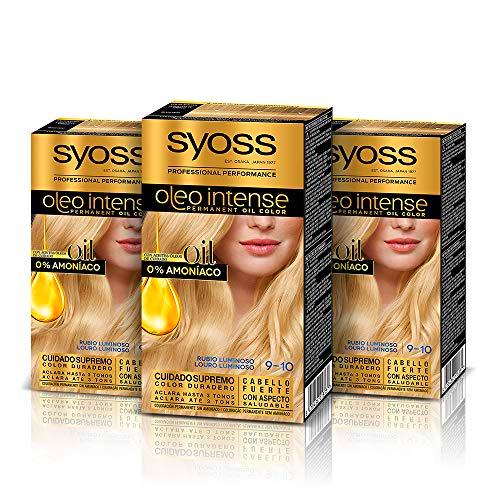 Syoss Oleo Intense Syoss Oleo Intense - Coloración Permanente Tono 9-10 Rubio Luminoso (Pack De 3) 3 Unidades 50 ml