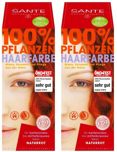 Sante Tinte de pelo vegetal en paquete doble, color rojo natural