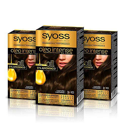 Syoss Oleo Intense - Coloración Permanente Tono 3-10 Castaño (Pack De 3) 50 ml