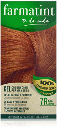 Farmatint Gel 7R Rubio Cobrizo | Color natural y duradero | Componentes vegetales y aceites naturales | Sin amoníaco | Sin parabenos | Dermatológicamente testado