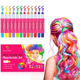Tiza para el cabello, 12 colores no tóxicos lavables temporales tinte para el cabello