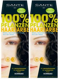 Sante bio - Tinte para el cabello negro 2 x 100 g doble paquete vegetal schonend pelo tono color del pelo brillante Sexy Mild reluciente