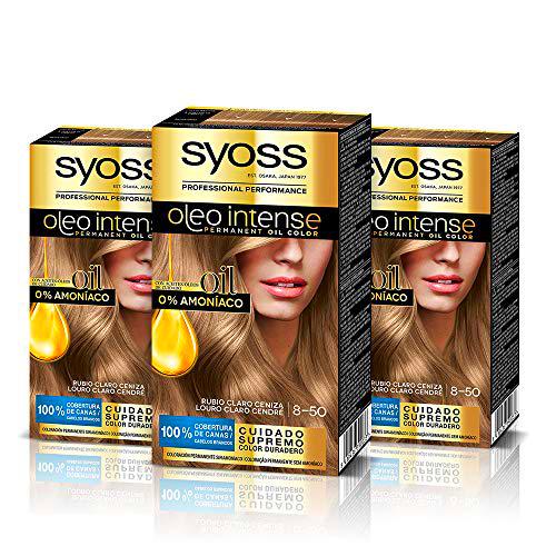 Syoss Oleo Intense - Tinte 8-50 Rubio Ceniza - Coloración permanente Sin Amoníaco
