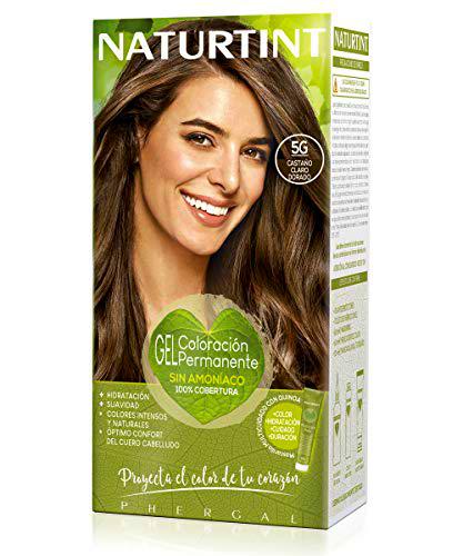 Naturtint | Coloración sin amoniaco | 100% cobertura de canas | Ingredientes vegetales | Color natural y duradero | 5G Castaño Claro Dorado | 170ml