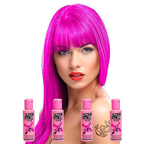 Renbow Crazy Color Semi Permanent Hair Color Cream Pinkissimo No.42 100ml x 4 Bottles. by Renbow