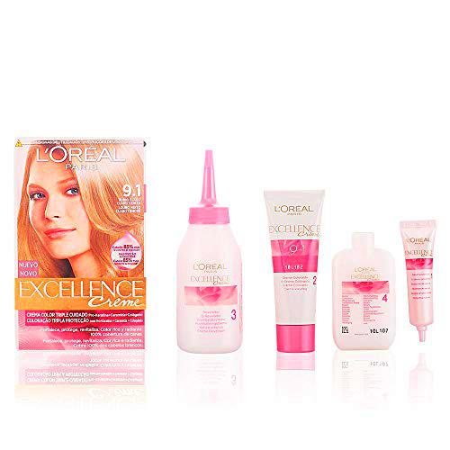L'Oreal Excellence Creme - Tinte, color 9,1 rubio claro claro ceniza, 200 gr