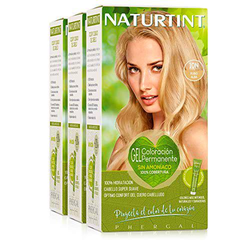 Naturtint Coloración 10N Rubio Alba | Tinte sin Amoniaco | 100% Cobertura de Canas e Hidratación | Ingredientes y Aceites Vegetales | Color Natural y Duradero | Pack de 3.