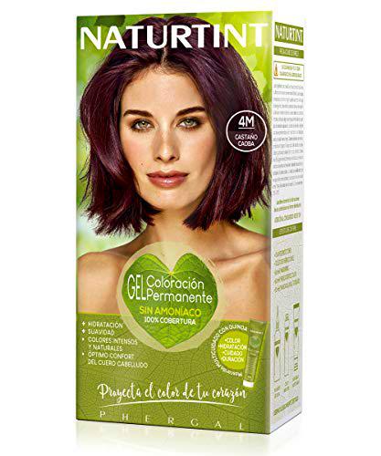 Naturtint | Coloración sin amoniaco | 100% cobertura de canas | Ingredientes vegetales | Color natural y duradero |4M Castaño Caoba | 170ml