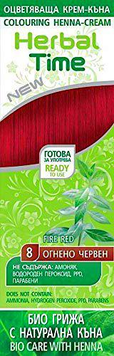 Herbal Time Henna Natural Colorante en Crema, Color Rojo Ardiente 8 Sin Amoniaco