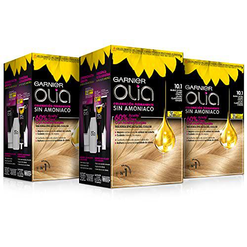 Garnier Olia - Pack de 3 coloración permanente sin amoniaco para un olor agradable con aceites florales de origen natural